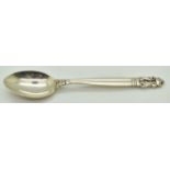 Georg Jensen hallmarked silver acorn pattern teaspoon, length 13cm, weight 18g
