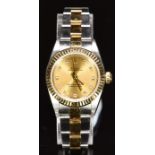 Rolex Oyster Perpetual ladies wristwatch ref. 76193 with gold hands and face, diamond hour