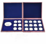 Windsor Mint two sets of gold plated WW2 commemorative coins, in deluxe fitted cases