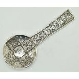 Amy Sandheim Arts & Crafts Celtic style hallmarked silver sifter spoon, London 1924, length 13cm,