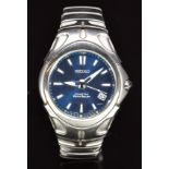 Seiko Kinetic Auto Relay gentleman's wristwatch ref. 5J22-0C80 with date aperture, luminous hands