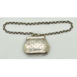 Georgian hallmarked silver novelty vinaigrette formed as a handbag, Birmingham 1818, maker Joseph
