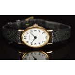 Tiffany & Co 14ct gold Art Deco style ladies wristwatch with blued Breguet hands, black Arabic