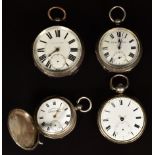 Four silver pocket watches John Woods of London with signed and engraved fusee movement, Abraham