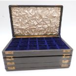 Tooled leather Victorian or early 20thC travelling jewellery salesman's or collector's case ex