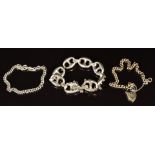 Peruzzi Florence silver bracelet and two silver curb link bracelets