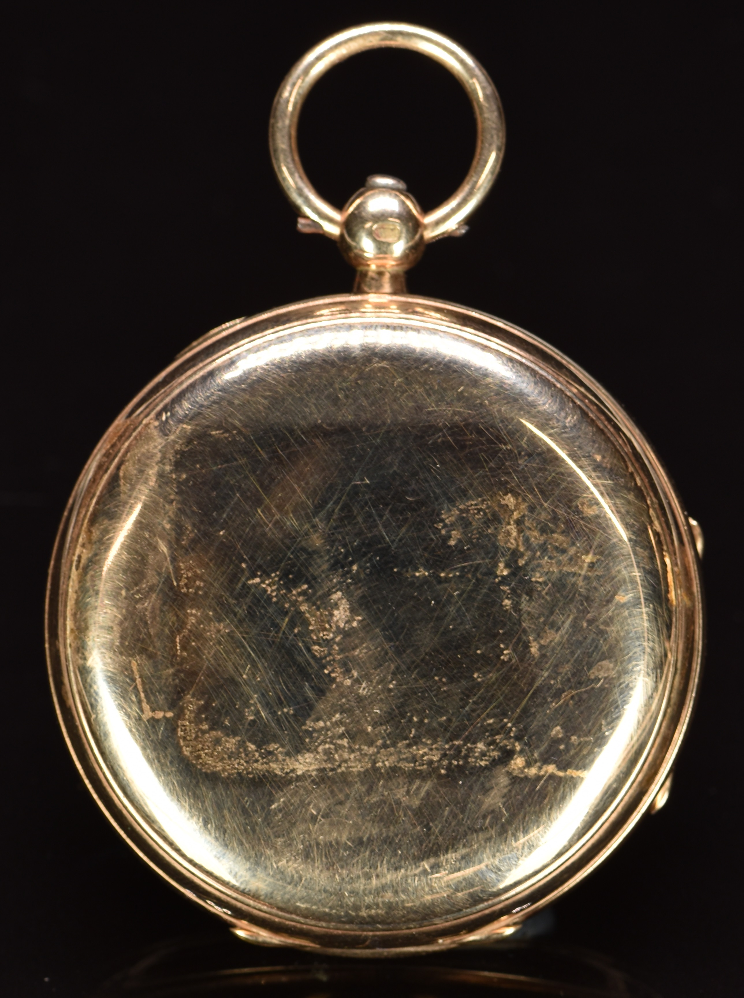 B Freedman of Penycraig 9ct gold open faced pocket watch with inset subsidiary seconds dial, black - Image 2 of 3