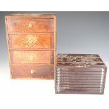 Bakelite chest of nine shallow drawers, each with 100 compartments housing capsules of very fine