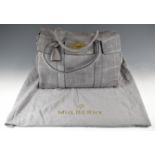 Mulberry Bayswater handbag in grey suede with brass coloured hardware, with original Mulberry