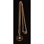 A c1900 9ct gold chain with a 9ct gold pendant set with a diamond, 4.6g