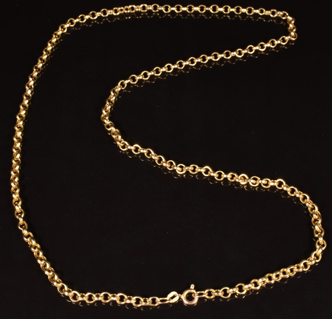 A 9ct gold belcher chain / necklace, length 60cm, 4.9g