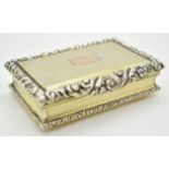 Georgian hallmarked silver gilt snuff box with engine turned decoration and scrolling border, London