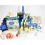 Babycham figures, ephemera, clocks, candles in wrapping, shopping bag, unopened Babycham bottles,