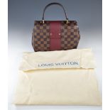 Louis Vuitton Bond Street Damier Ebene canvas and burgundy leather handbag, with shoulder strap