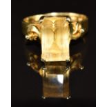 A 14k gold ring set with an emerald cut citrine, 7.1g, size V