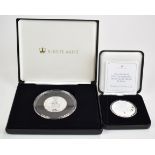 2018 £5 silver piedfort crown, in fitted case with certificate, together with a Dam Busters silver