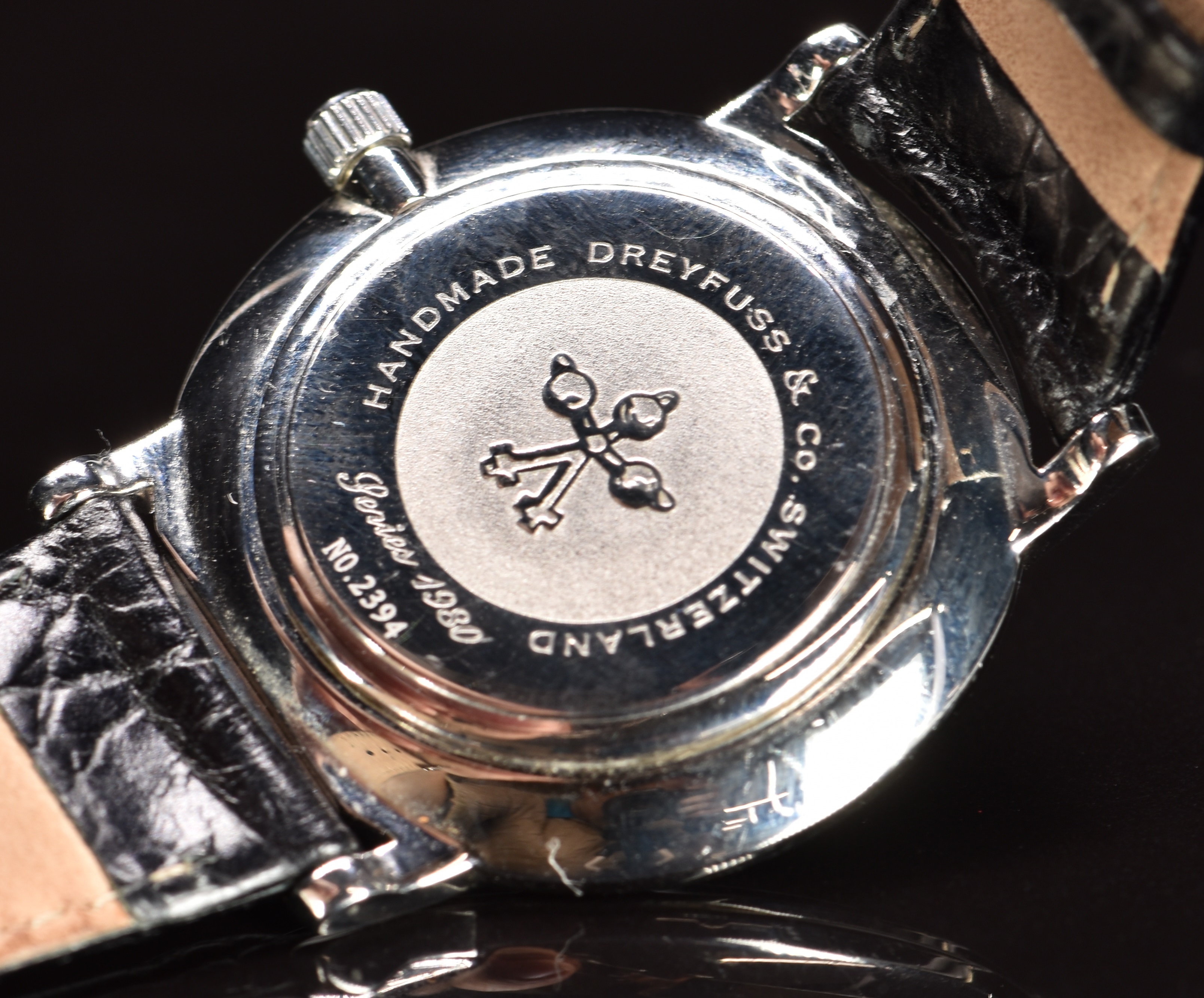 Dreyfuss & Co gentleman's wristwatch with blued hands, black Roman numerals, white dial, stainless - Image 6 of 6
