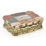 Victorian hallmarked silver gilt vinaigrette with agate pietra dura lid and pierced and engraved