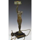 Art Deco style table lamp formed as a flapper girl, on stepped marble base, height 51cm