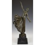 After Chiparus Art Deco figure of a female dancer in flowing dress, signed to base, height 55cm