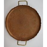 Joseph Sankey & Sons Art Nouveau or Arts & Crafts brass and copper tray, width 37cm