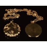 A 9ct gold pendant, 9ct gold locket and 9ct gold chain, 9g