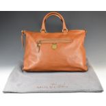 Mulberry large tote bag in tan or oak grained leather with brass metalware, with twin handles,
