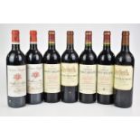 Seven bottles of red wine comprising three Chateau Maucaillou Moulis 2003, 75cl, 13%vol, two Chateau