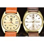 Two gentleman's wristwatches Tissot Seastar automatic with day and date aperture, gold hands and