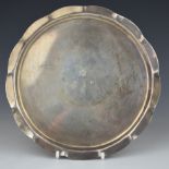 George Norman Turner Arts & Crafts style handmade feature hallmarked silver card tray with shaped