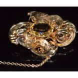 Victorian filigree brooch set with an oval cut citrine, 7.1g