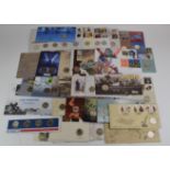 Thirty two £2 coin/stamp covers, various subjects including sporting, military, history etc