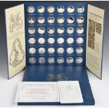 Limited edition (of 1266) set of 36 Betjeman's Bygone Britain medals, each depicting a building,