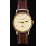 Accurist 9ct gold gentleman's wristwatch with inset subsidiary seconds dial, gold hands and Arabic