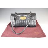 Mulberry Ledbury / small Bayswater handbag in black leather with brass hardware, with Mulberry