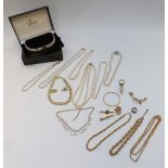 A collection of jewellery including Monet necklaces, Ciro necklace and matching earrings, silver