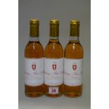 Three 37.5cl bottles of Chateau Piot David, 1989, Sauternes. (3)
