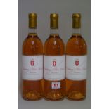 Three 75cl bottles of Chateau Piot David, 1989, Sauternes. (3)