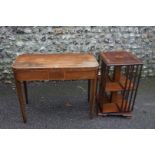A George III mahogany and inlaid foldover tea table, 75cm high x 35cm deep x 90cm wide; together