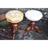 Two Victorian walnut piano stools.