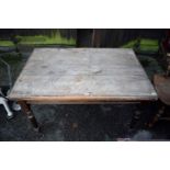 An antique pine rectangular kitchen table, 122cm x 80cm x 70cm.