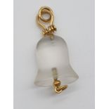 (NB) An 18ct gold and frosted rock crystal bell shaped pendant, by Lalaounis, import mark London