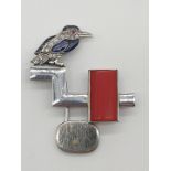(NB) An Austrian Art Deco bird brooch or lapel pin, by Artur Tuschak, set small diamonds,
