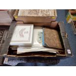 EPHEMERA: a quantity in one box, to include an empty mid-19thc album retaining numerous leaves or
