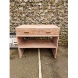 A limed oak hall table, 99cm wide x 50cm deep x 84cm high.