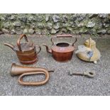 A small quantity of metalware, to include a bugle.