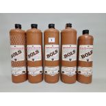 Five stoneware bottles of Bols Zeer Oude Genever, comprising: four 1 litre and a 70cl example. (5)