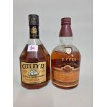 Two old bottles of blended whisky, comprising: a 26 2/3 fl.oz. bottle of Cutty Sark 12 year old,