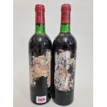 Two 75cl bottles of Chateau La Laguna, 1975, 3rd Ludon, (damaged labels). (2)