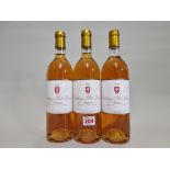 Three 75cl bottles of Chateau Piot David, 1989, Sauternes. (3)